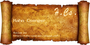 Hahn Csenger névjegykártya